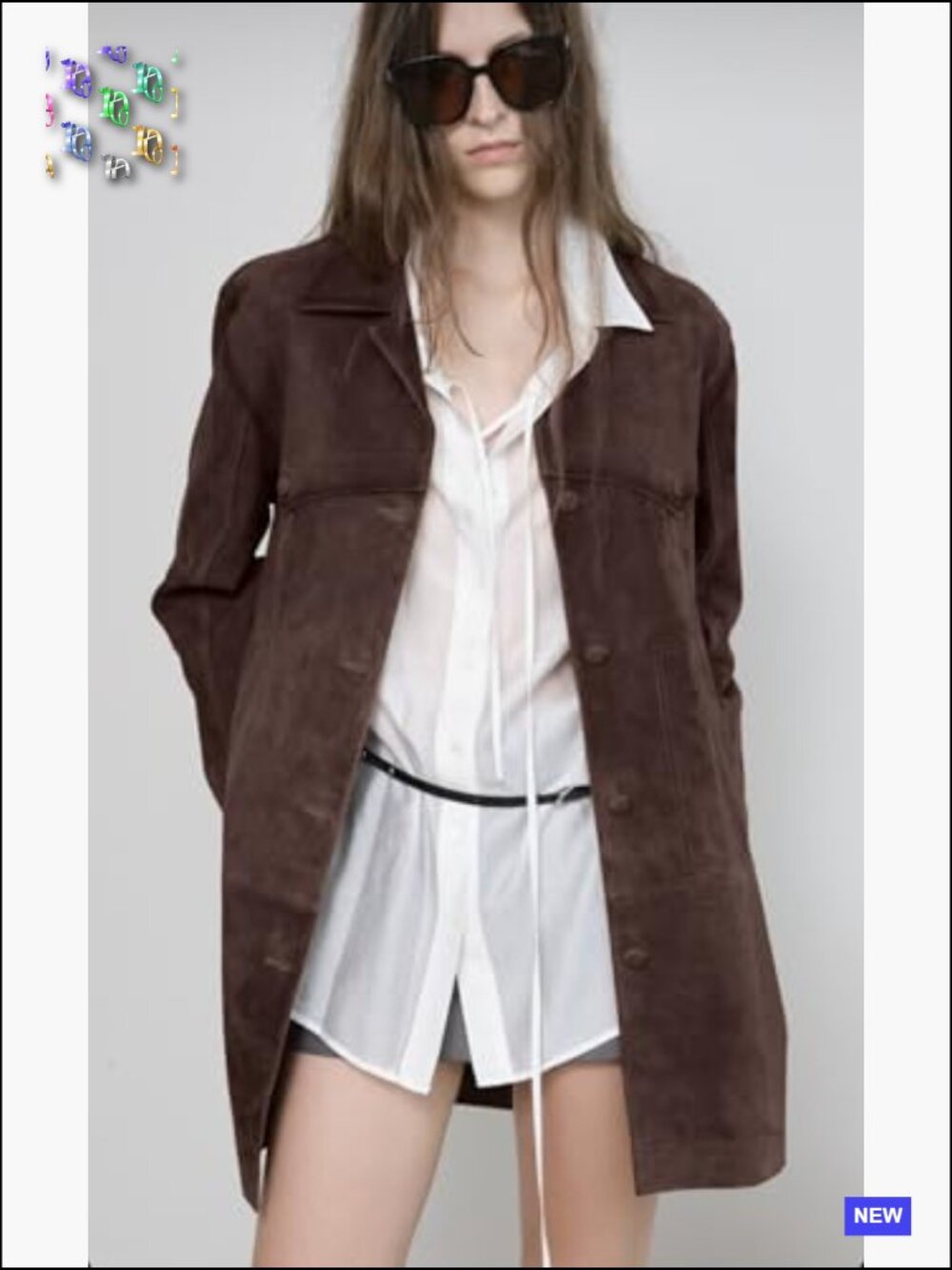 Retro Faux Suede Leather Shacket Jacket Lapel Collar Mid Long Coat Oversized - Picture 3 of 5